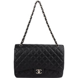 Chanel Quilted Caviar Leather Maxi Double Flap Crossbody Bag