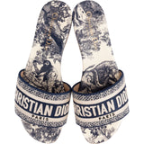 Christian Dior Multicolor Leather Toile de Jouy Dway Slide Sandals (36)