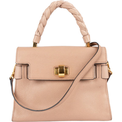 Miu Miu Pebbled Leather Madras Braided Handle Handbag