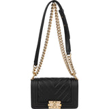 Chanel Chevron Quilted Lambskin Small Boy Single Flap Crossbody Bag