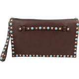 Valentino Garavani Rockstud Turquoise Pearls Single Flap Flat Clutch