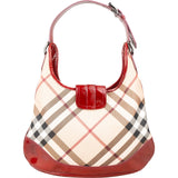 Burberry Nova-Check Monogram Patent Leather Brooke Hobo Shoulder Bag