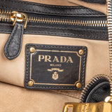 Prada Black Calfskin Leather Hobo Shoulder Bag