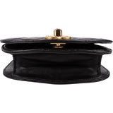 Chanel Black Quilted Lambskin 24K Gold Single Flap Vintage Shoulder Belt Bag