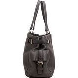Prada Dark Brown Vitello Daino Leather Buckle Satchel Shoulder Bag
