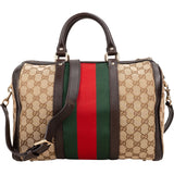 Gucci Monogram GG Canvas Web Boston Handbag