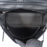 Hermès Noir Clemence Leather Palladium Kelly 32 Handbag