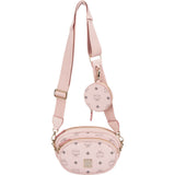 MCM Pink Leather Visetos Aren Belt Detachable Pouch Crossbody Bag