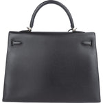 Hermès Noir Epsom Leather Sellier Kelly 35 Handbag - vintageandkickz