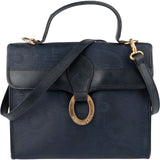 Christian Dior Navy Vintage Monogram Canvas Top Handle Handbag