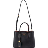 Prada Black Saffiano Leather Double Handbag