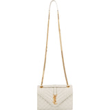 Saint Laurent Quilted Grain de Poudre Leather Small Envelope Crossbody Bag