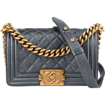 Chanel Metallic Quilted Leather Boy Single Flap Crossbody Bag - vintageandkickz