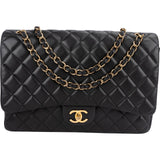 Chanel Quilted Lambskin Maxi Double Flap Crossbody Bag