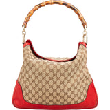 Gucci Monogram GG Canvas Bamboo Handle Hobo Shoulder Bag