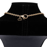 Christian Dior Emblem Letters Crystal Charm Necklace