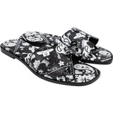 Hermès Black & White Leather Imprime Animaux Bandana Oran Sandals (37,5)