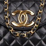 Chanel Quilted Lambskin 24K Gold Half Moon Single Flap Crossbody Bag