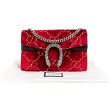 Gucci Monogram Velvet GG Crinkled Leather Crystal Dionysus Mini Crossbody Bag