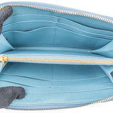 Prada Blue Saffiano Leather Zip Around Wallet