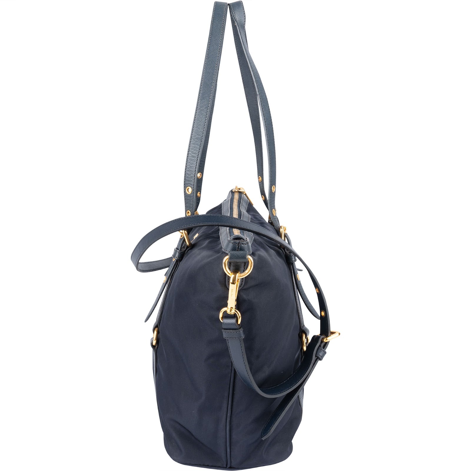 [🔄️B23 / F53] Prada Tessuto Saffiano Buckle Tote Shoulder Bag - vintageandkickz