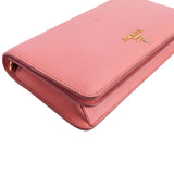 Prada Pink Saffiano Leather Wristlet Wallet Pouch Bag
