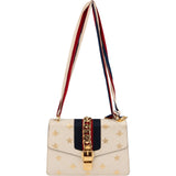 Gucci Grained Leather Sylvie Bee Star Web Crossbody Bag
