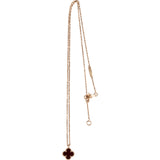 Van Cleef & Arpels Au750 Red Gold Carnelian Mini Alhambra Pendant Necklace