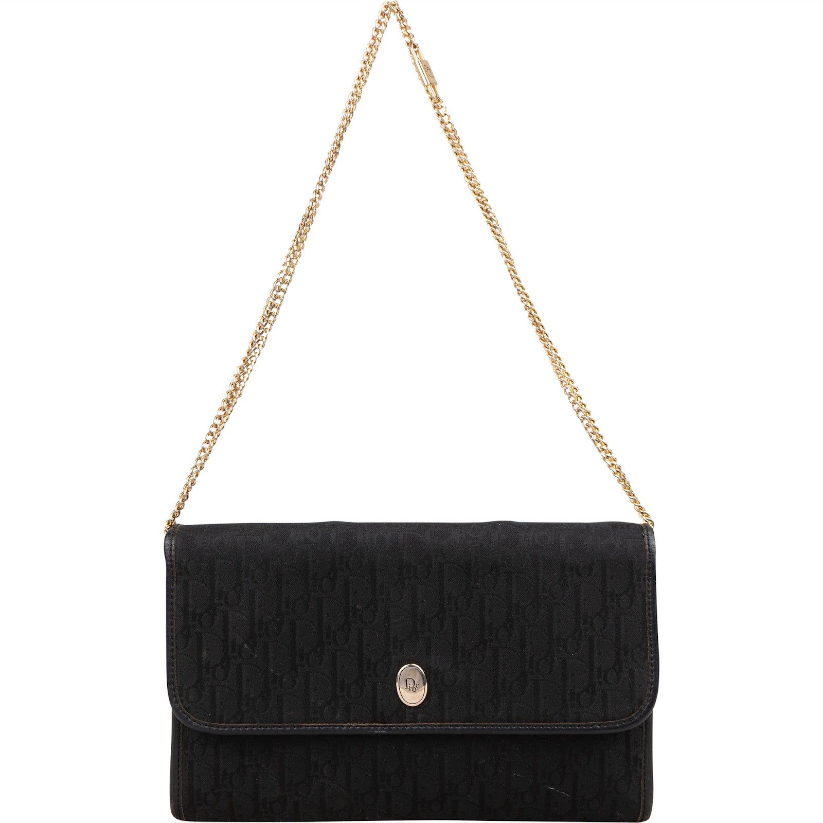 [🔄️B20 / F55] Christian Dior Oblique Canvas Padlock Chain Clutch - vintageandkickz