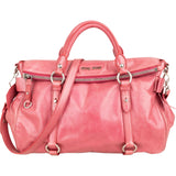 Miu Miu Pink Vitello Lux Leather Bow Satchel Handbag