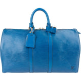 Louis Vuitton Blue Epi Leather Keepall 45 Travel Bag