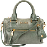 Miu Miu Vitello Shine Leather Mini Bauletto Handbag