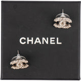 Chanel CC Silver Tone Crystal Stud 2017 Earrings