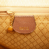 Gucci Brown Pebbled Leather Bamboo Drawstring Backpack
