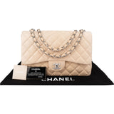 Chanel Quilted Lambskin Palladium Jumbo Single Flap Crossbody Bag