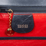Gucci Navy Smooth Leather Bamboo Top Handle Bag Handbag