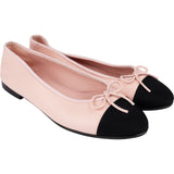 Chanel Pink Lambskin Fabric Cap Toe CC Ballerina Flats (41)