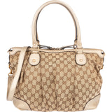 Gucci Monogram GG Metallic Leather Canvas Sukey Handbag