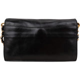 Prada Black Leather Metal Corner Single Flap Crossbody Bag