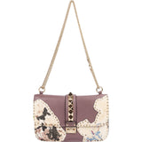 Valentino Leather Rockstud Lock Floral Crossbody Bag