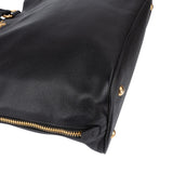Prada Noir Vitello Phenix Leather Side Zipper Tote Handbag