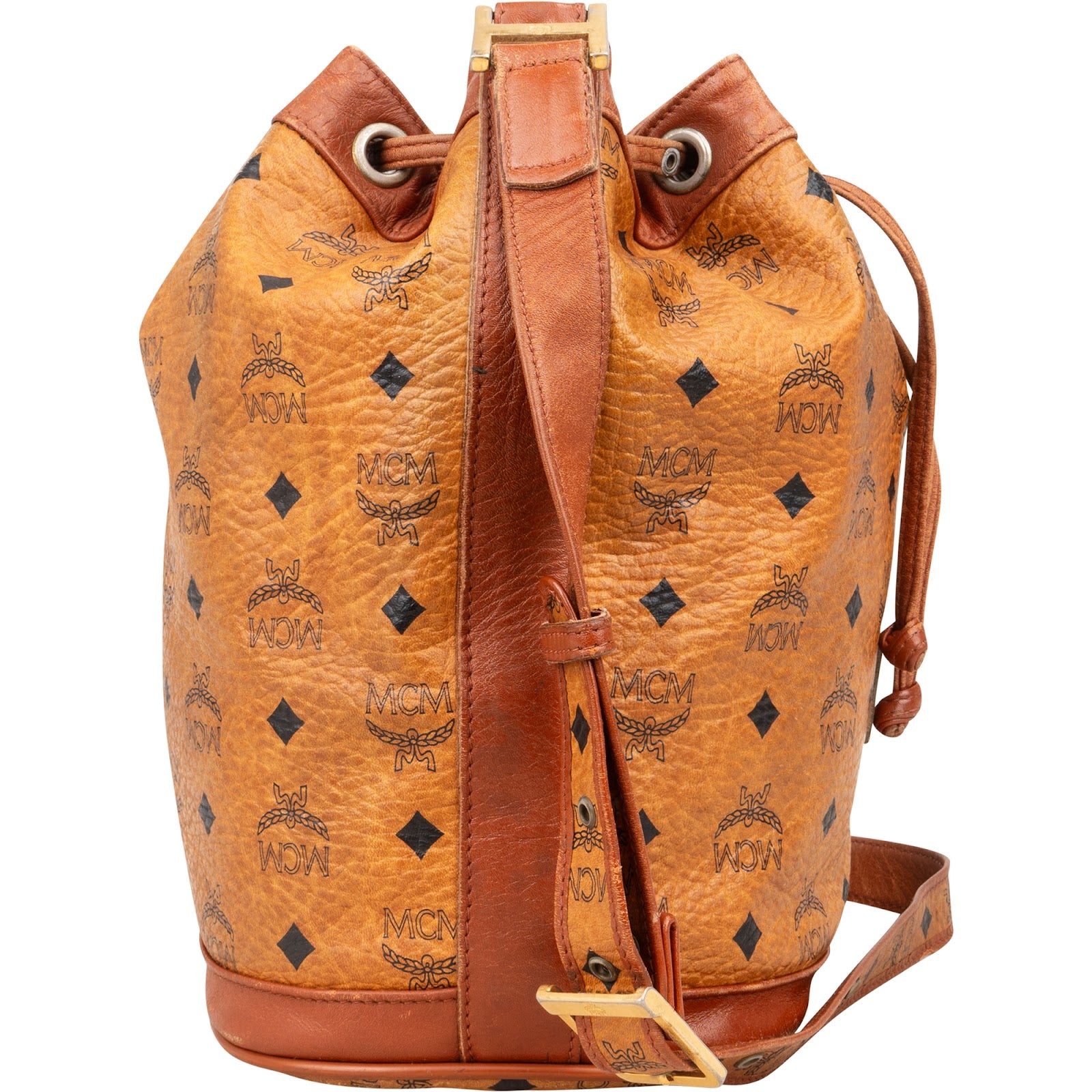 [🔄️B07 / F46] MCM Monogram Visetos Drawstring Bag Handbag - vintageandkickz