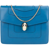 Bulgari Bleu Leather Serpenti Forever Flap Crossbody Bag
