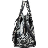 Balenciaga Graffiti Print Leather Neo Cagole City Handbag