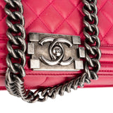 Chanel Pink Quilted Lambskin Large Boy Crossbody Bag