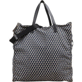 Prada Tessuto Stampato Monogram Saffiano Leather Tote Hobo Handbag
