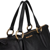 Miu Miu Black leather Vitello Lux Daino Handbag