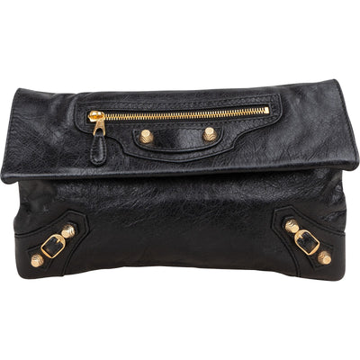 Balenciaga Black Leather City Clutch Bag