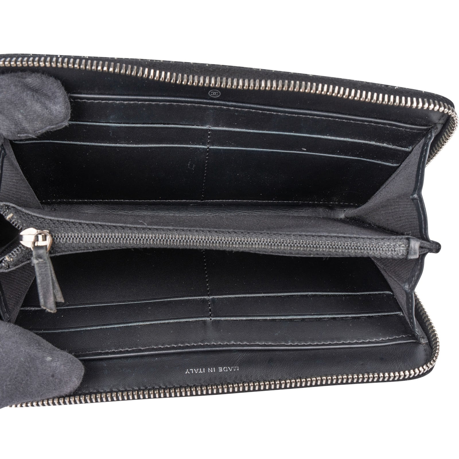 Chanel Quilted Glittered Caviar Leathe CC Wallet - vintageandkickz