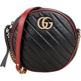 Gucci Quilted Leather Bicolor GG Marmont Round Crossbody Bag